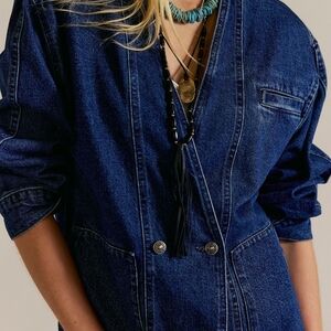 Free People Blue Denim Jean Jacket Size XL